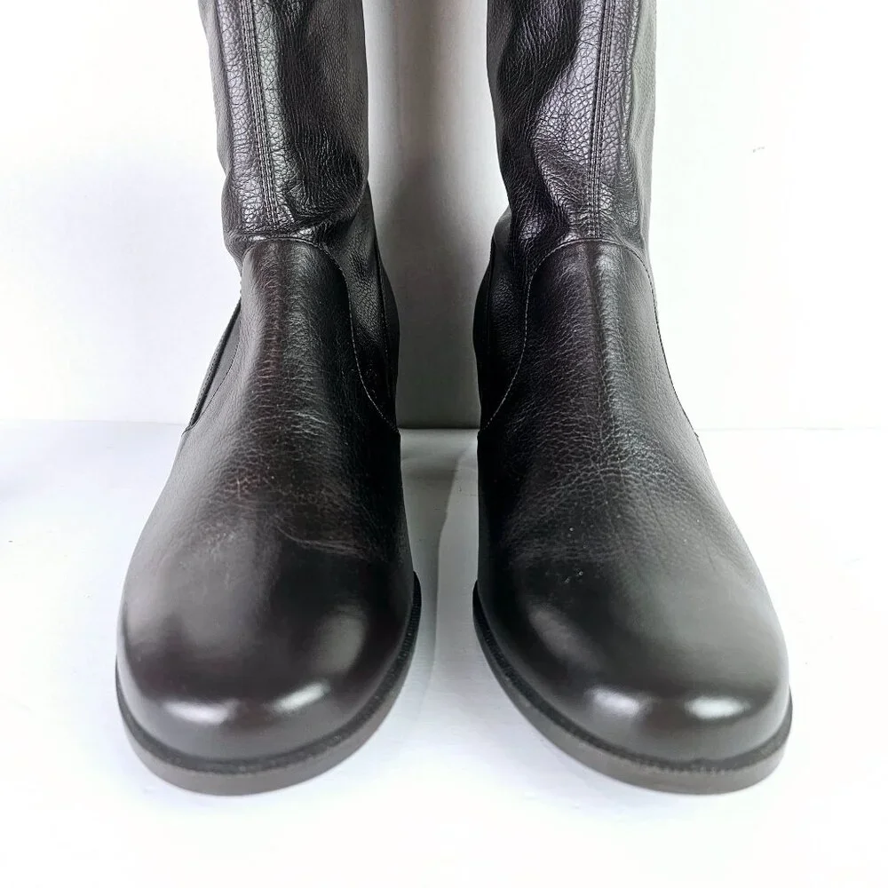 Prevata Tall Brown Nappa Leather Block Heel Pull-on Boot, Italy, $485 MSRP, Sz 9 - Picture 3 of 12